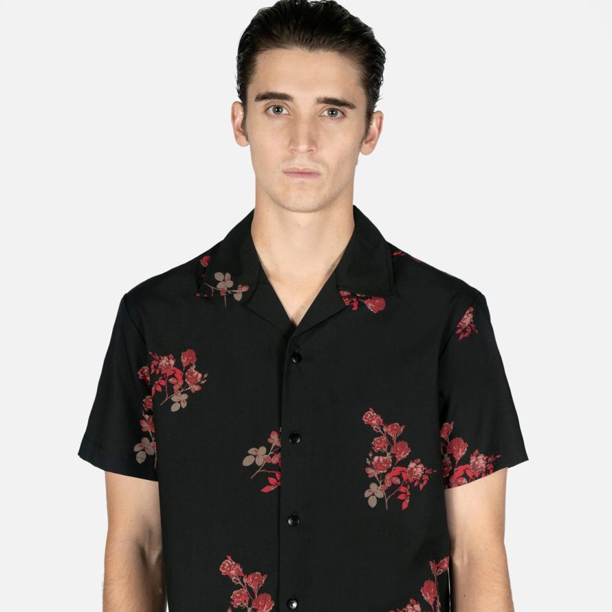 Band of Roses - Black and Red Floral Print Shirt | Straight To Hell Apparel