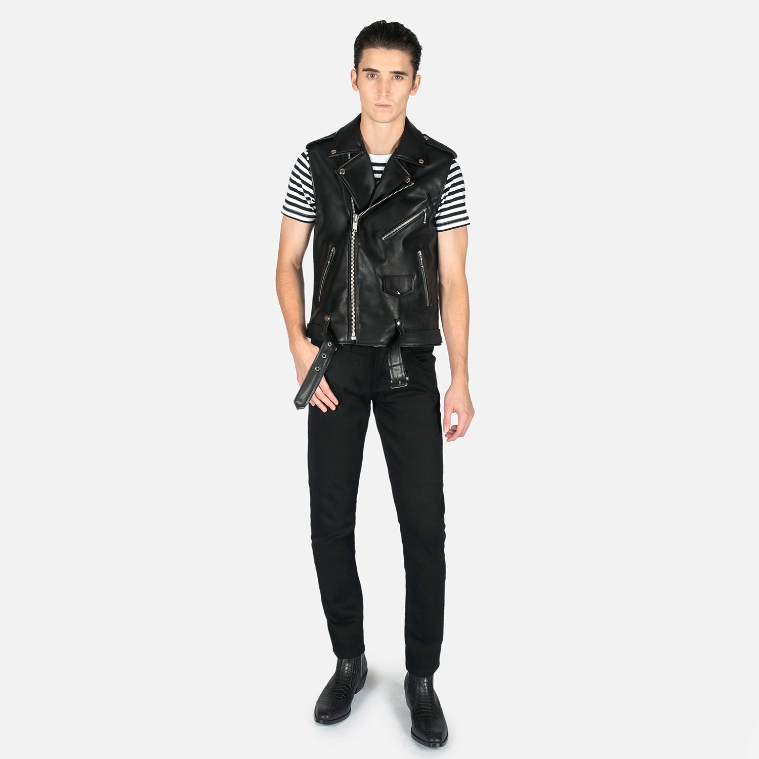 Vegan Leather Cut-Out Vest Black / L