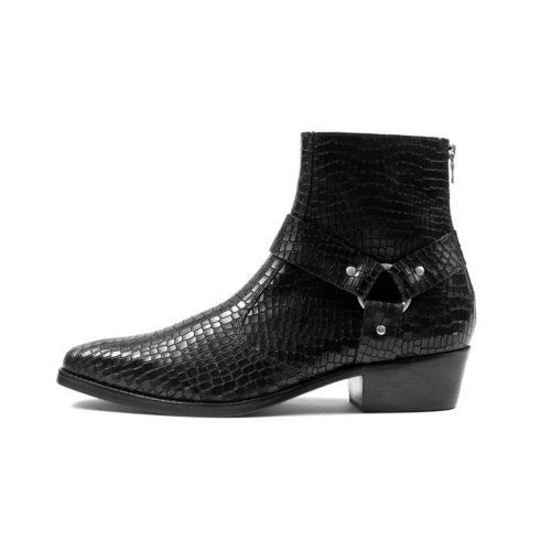 Libertine - Black Snakeskin Leather Harness Boots | Straight To Hell ...