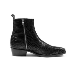 Richards is a men’s black snakeskin, premium leather boot