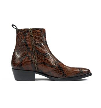 Richards is a men’s brown snakeskin, premium leather boot