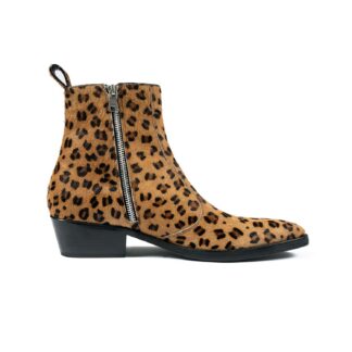 Richards is a women’s leopard pony hair, premium leather boot