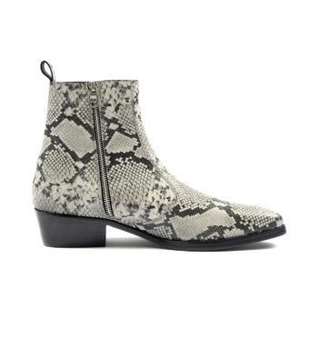 Richards is a men’s grey snakeskin, premium leather boot