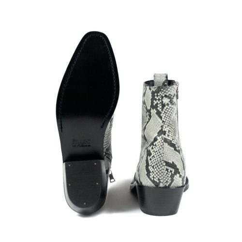 Richards - Grey Snakeskin Leather Zip Boots | Straight To Hell display picture 3
