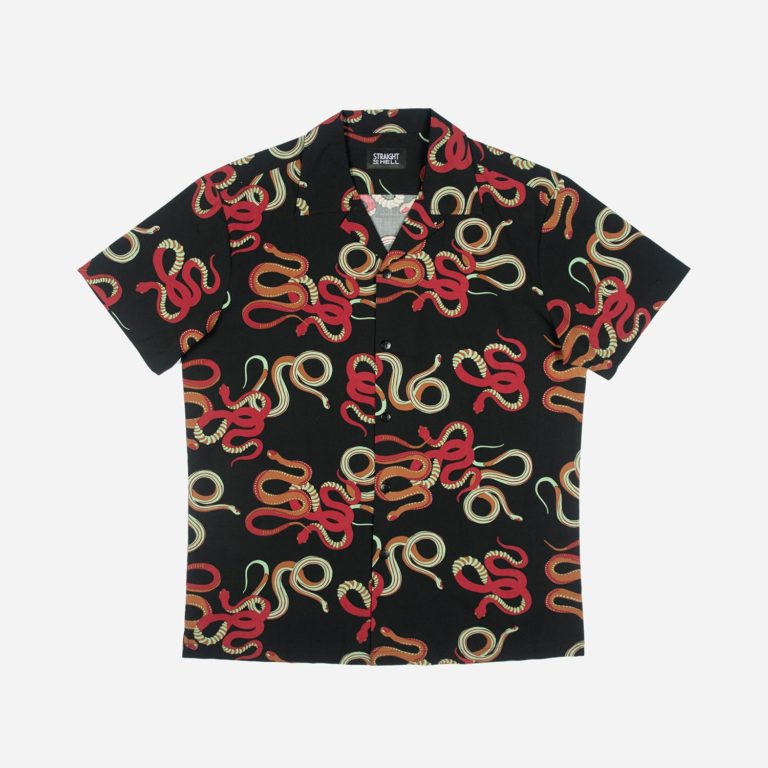 Snake Dance Blues - Black and Red Snake Motif Print Shirt (Size XS, S ...