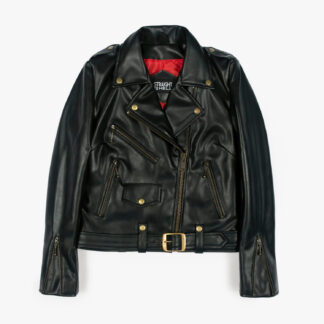 Vegan Commando - Black and Brass Faux Leather Jacket