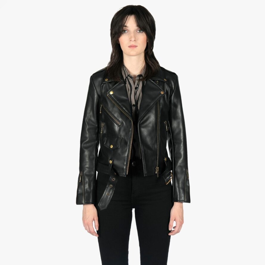 Vegan Commando - Black and Brass Faux Leather Jacket | Straight To Hell ...