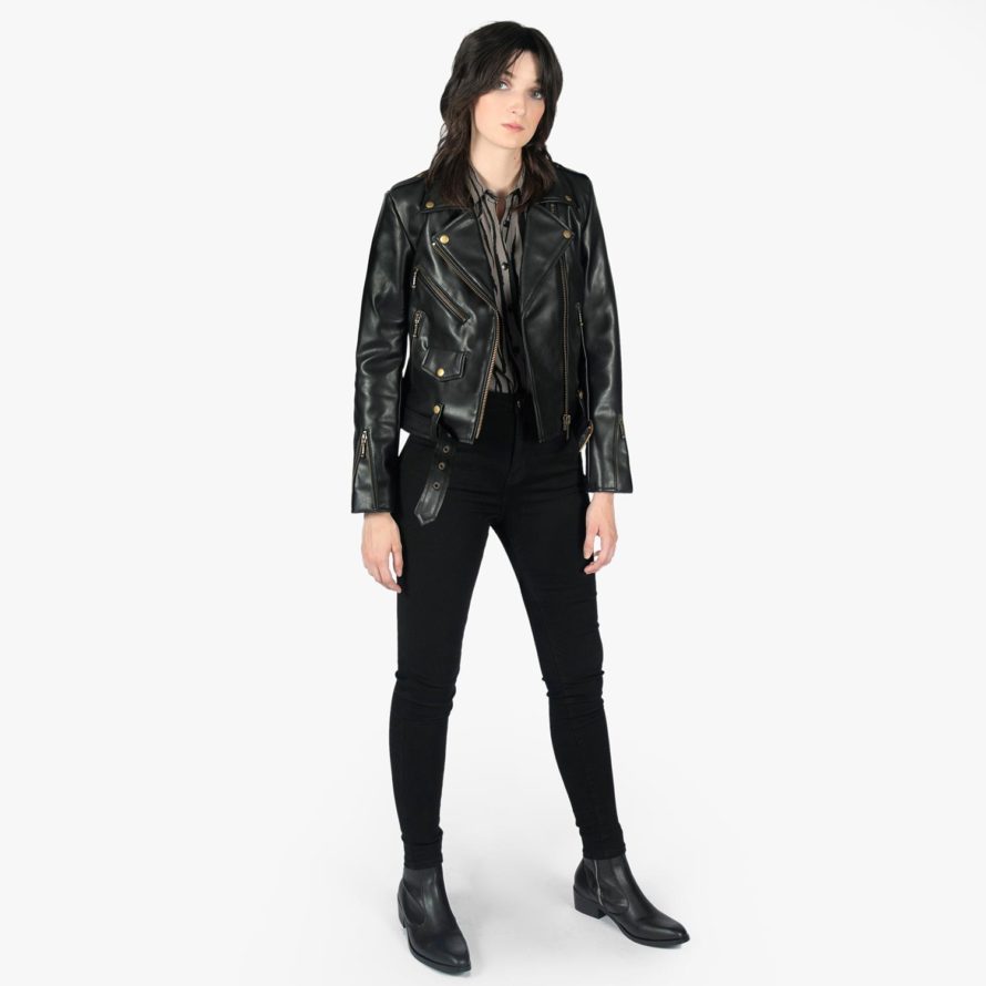 Vegan Commando - Black and Brass Faux Leather Jacket | Straight To Hell ...