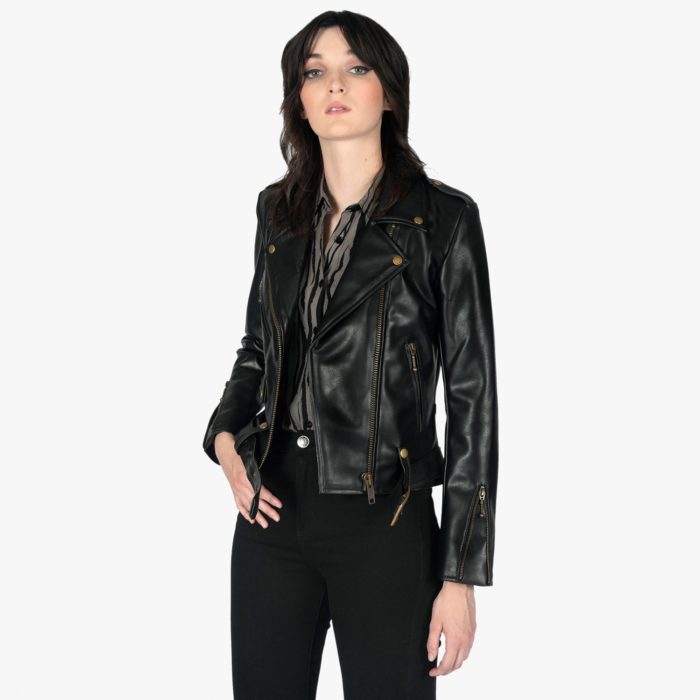 Vegan Commando - Black and Brass Faux Leather Jacket | Straight To Hell ...