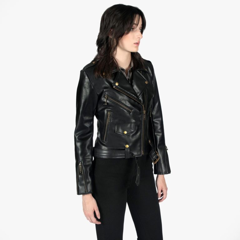 Vegan Commando - Black and Brass Faux Leather Jacket | Straight To Hell ...