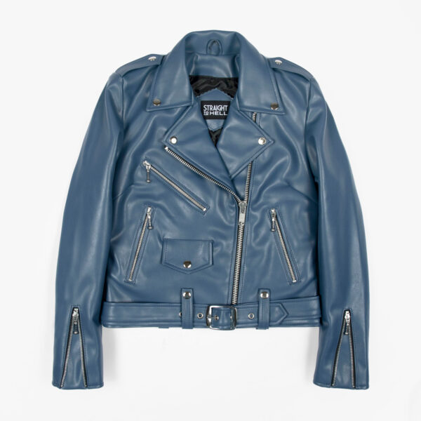 Vegan Commando - Blue and Nickel Faux Leather Jacket