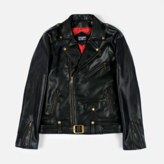 Vegan Commando Long - For Tall Men - Black and Brass Faux Leather Jacket