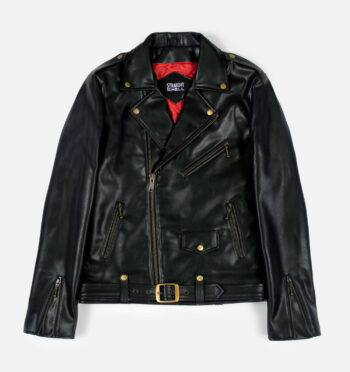Vegan Commando Long - For Tall Men - Black and Brass Faux Leather Jacket