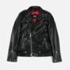 The Vegan Commando is our most traditional and recognizable artificial leather jacket.