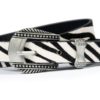 Men’s leather belt with zebra pattern, pony hair leather.