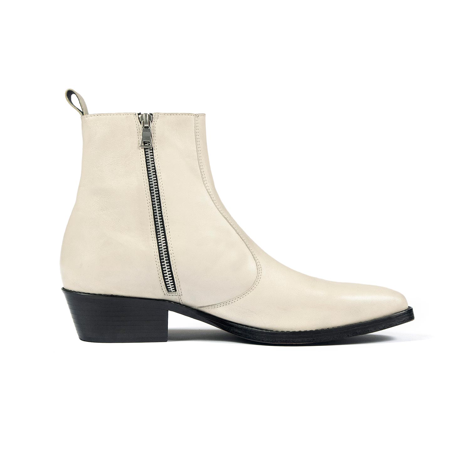 Richards - Cream Leather Zip Boot - Men's by Straight to Hell
