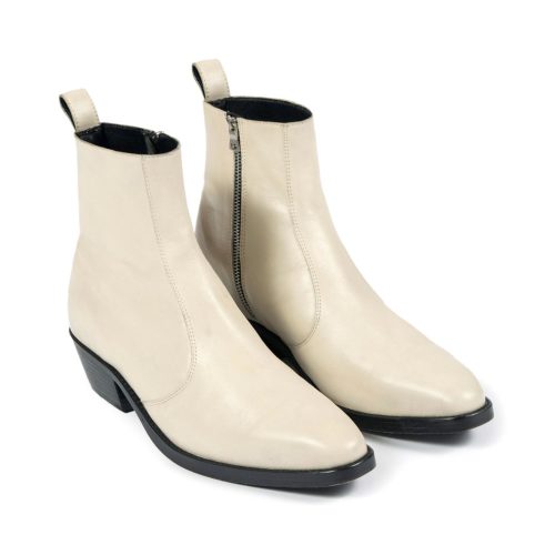 Richards - Cream Leather Zip Boot | Straight To Hell Apparel
