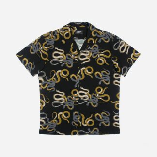 Short sleeve button up camp shirt with our Snake Dance Blues artwork