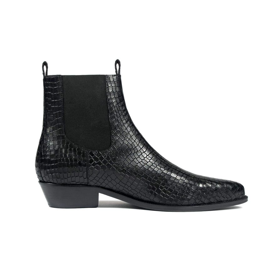 Addison - Black Snakeskin Leather Chelsea Boots (Size 7, 8.5, 10.5, 11 ...