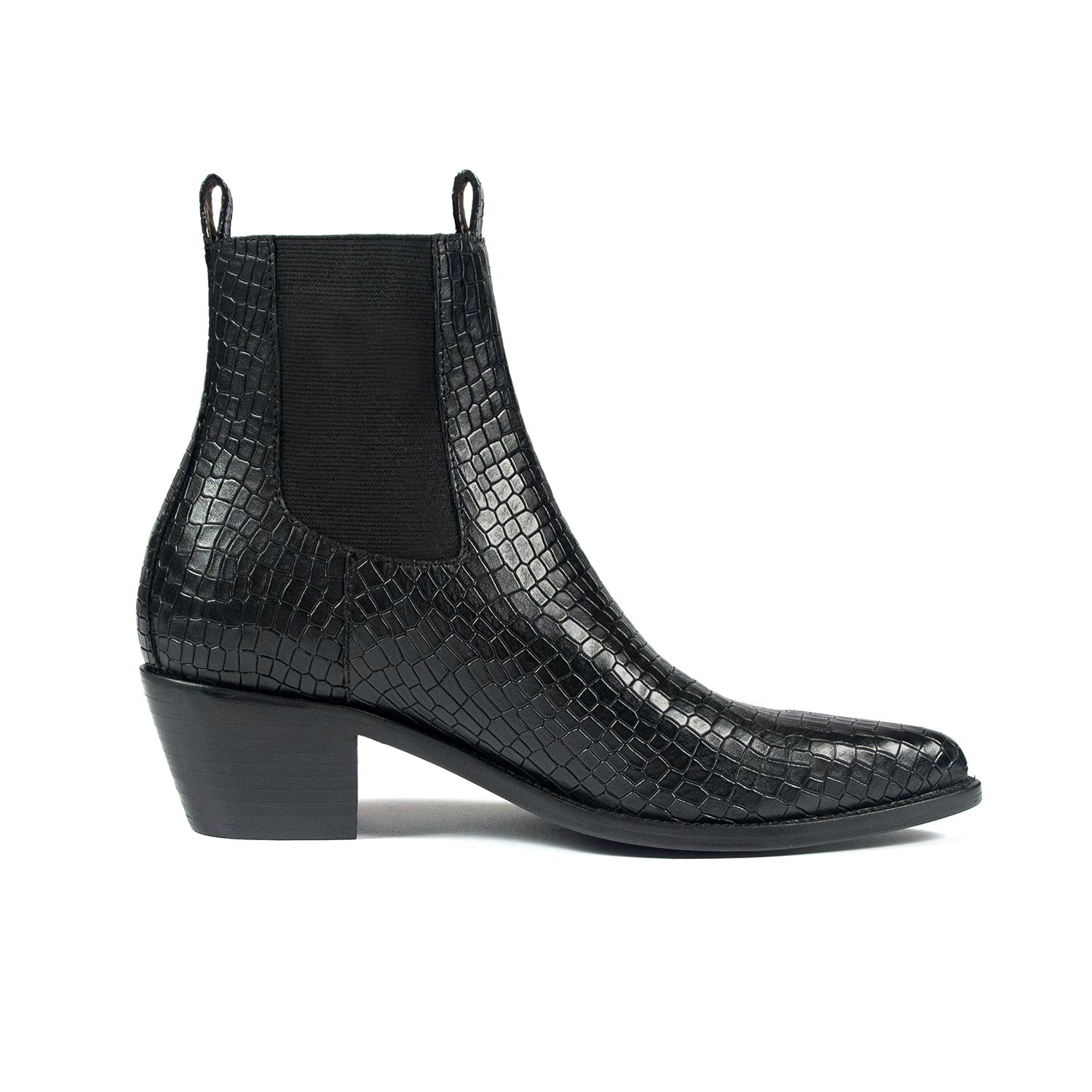 Addison - Black Snakeskin Leather Boots | To Hell Apparel