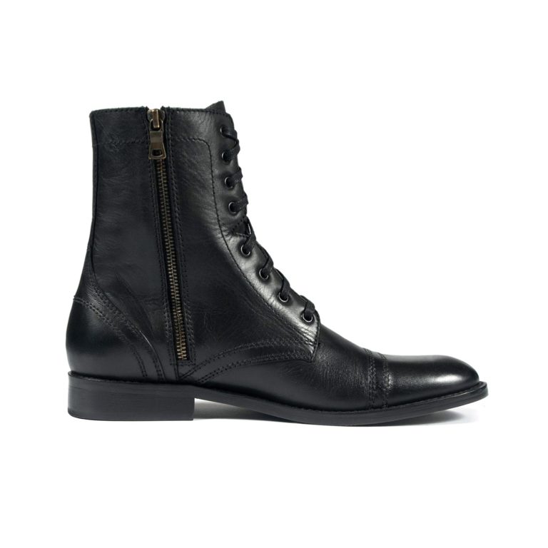 Division - Black and Brass Leather Combat Boots | Straight To Hell Apparel