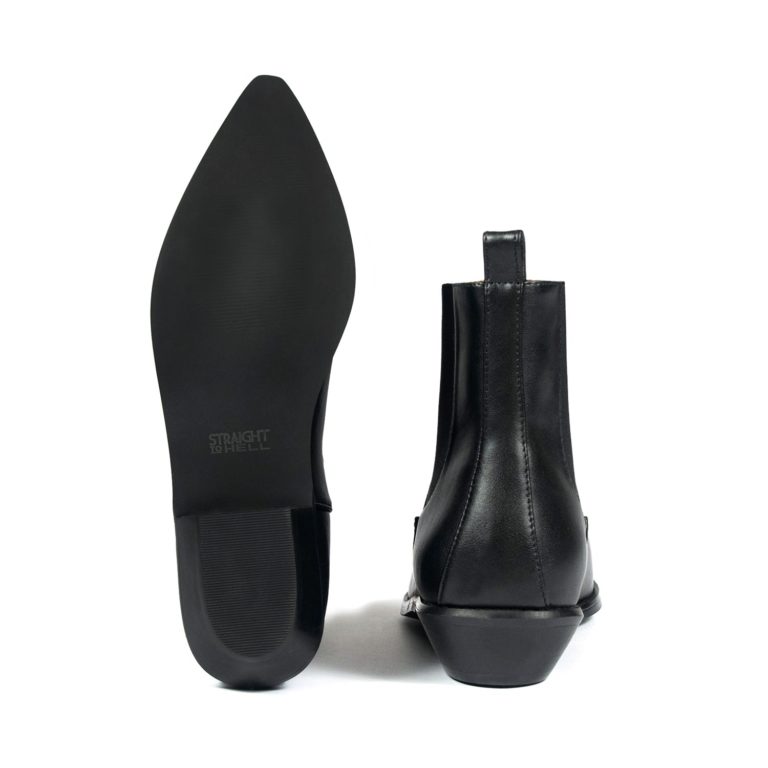 Vegan Addison - Black Faux Leather Chelsea Boots | Straight To Hell Apparel