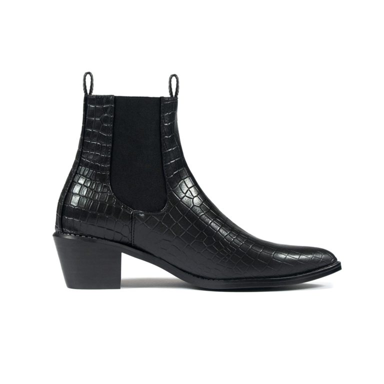 Vegan Addison - Black Snakeskin Faux Leather Chelsea Boots (Size 7, 7.5 ...