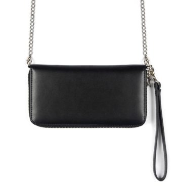 Black leather zip around wallet.