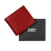 Burgundy leather bi-fold wallet.