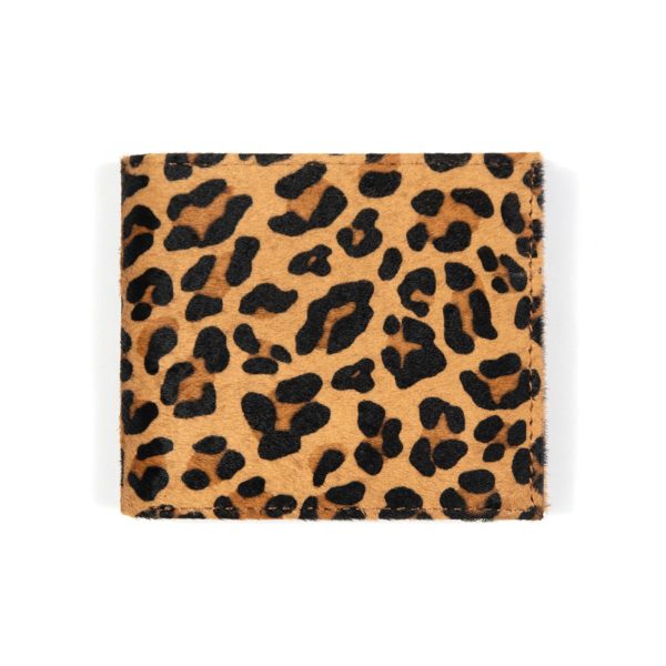 Leopard pony hair leather, bi-fold wallet.
