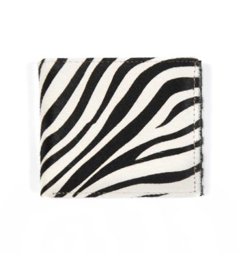 Zebra pony hair leather, bi-fold wallet.