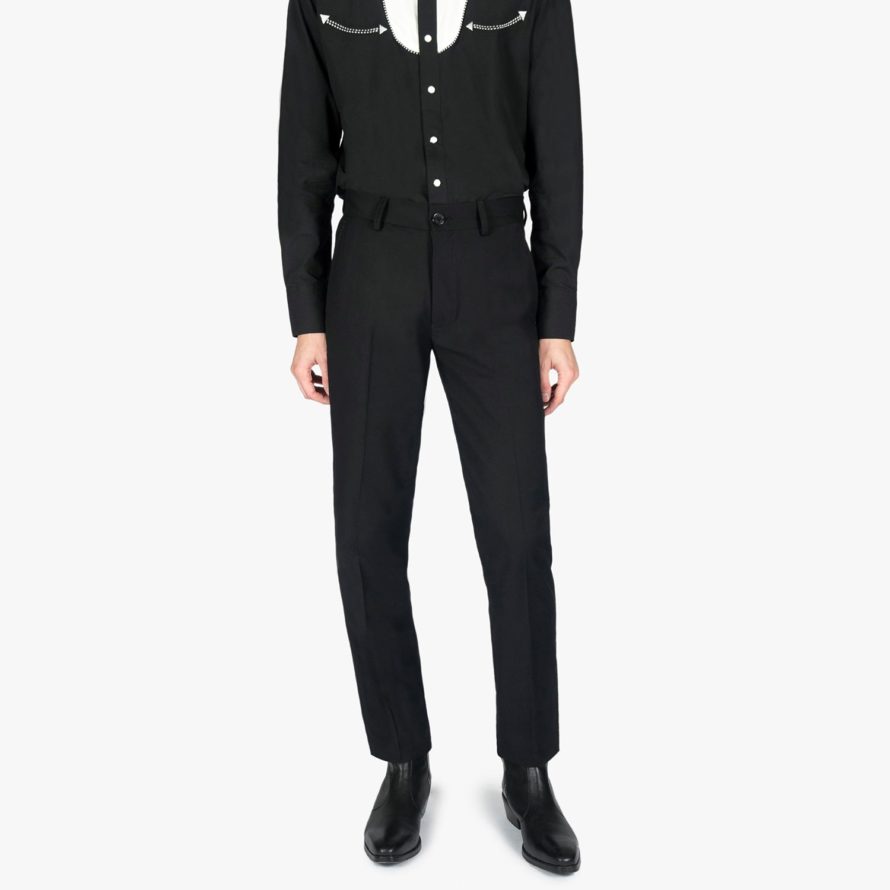 Slim fit pants with a medium rise.