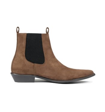 Addison is a men’s brown, vegan suede Chelsea boot