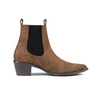 Addison is a women’s brown, vegan suede Chelsea boot