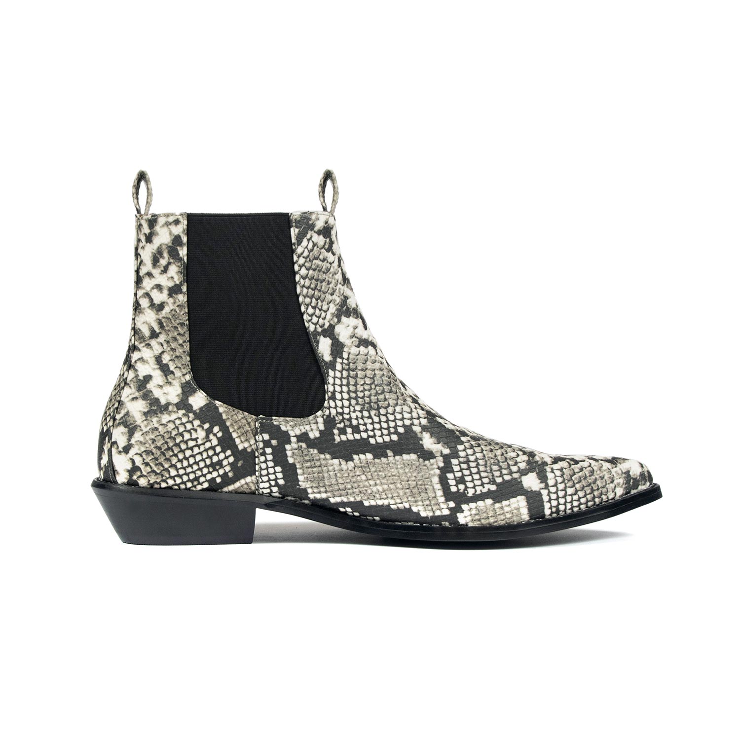 Vegan Addison - Grey Snakeskin Leather Boots | Straight To Apparel