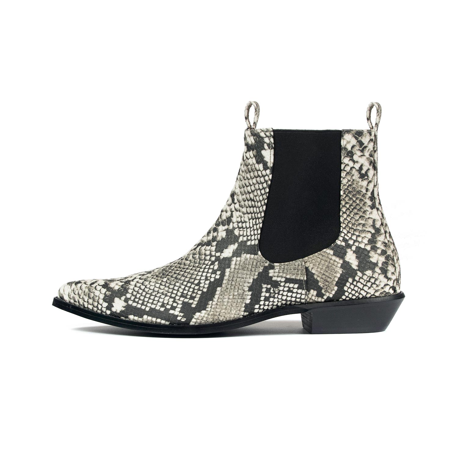 Vegan Addison - Grey Snakeskin Faux Leather Chelsea Boots (Size 7.5, 8 ...