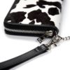 Cow pattern pony hair leather zip around wallet.