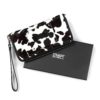 Cow pattern pony hair leather zip around wallet.