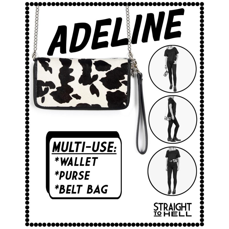 Adeline Cow Leather Clutch, Purse, Belt Bag Straight To Hell Apparel