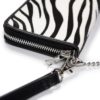 Zebra pattern pony hair leather zip around wallet.