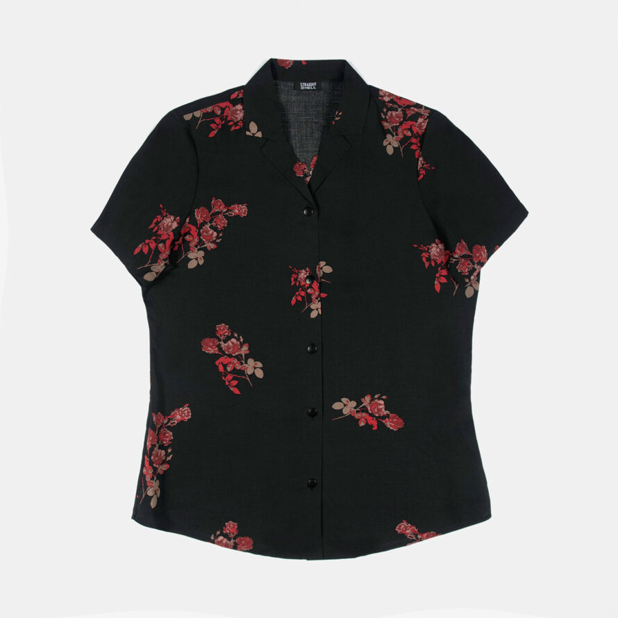 Band of Roses - Black and Red Floral Print Shirt (Size XS) | Straight ...