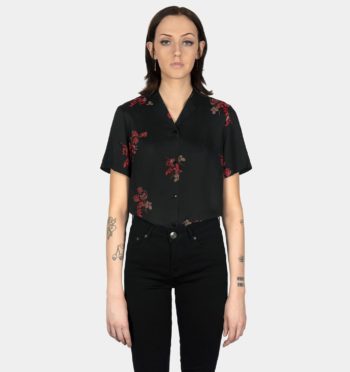 Short sleeve button up shirt featuring our roses artwork