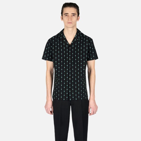 Maxwell - Black and Green Diamond Print Shirt (Size XS, S, M, L, 3XL ...
