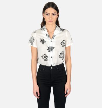 Short sleeve button up shirt featuring our vintage roses illustrations