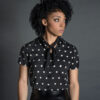 Stepping Stone women's short sleeve button up with white polka dots