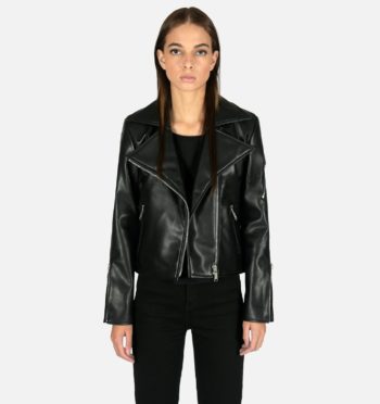a limited-edition artificial leather jacket inspired by rocker Suzi Quatro’s vintage jacket