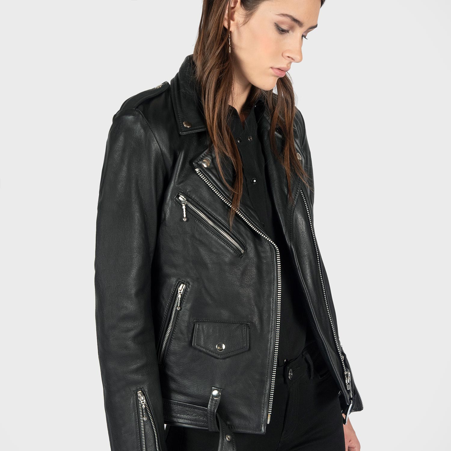 | and Hell To Black Jacket Apparel Oversized Straight Commando - Nickel Leather