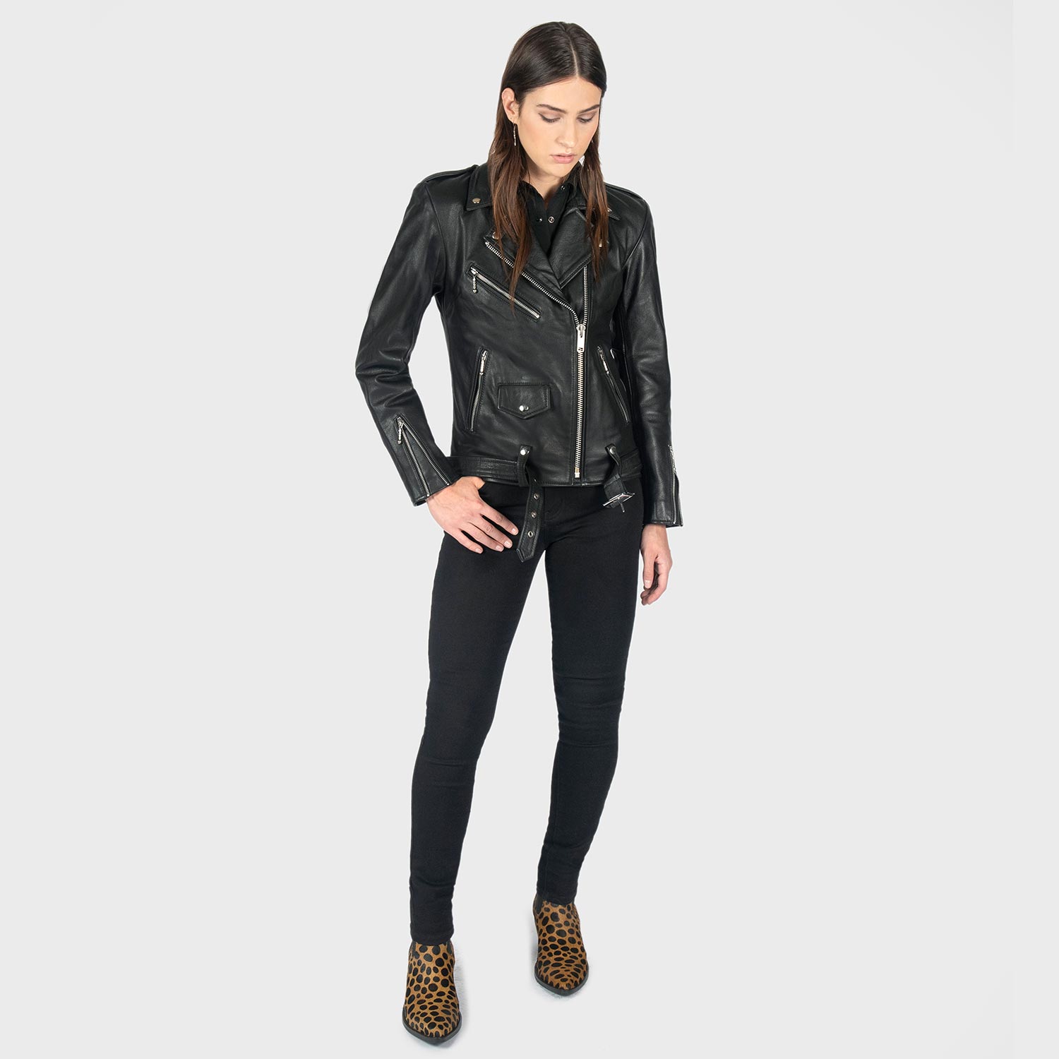 To Apparel Jacket Leather Nickel Straight Commando | Hell and Black Oversized -