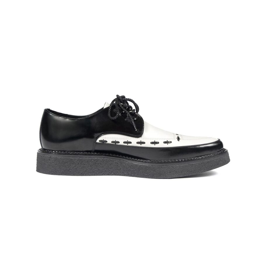 Hawkins - Black and White Leather Creepers | Straight To Hell Apparel