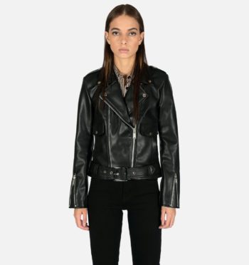Vegan Uptown mixes flight jacket and moto leather jacket style and functionality.